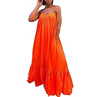 Women's Casual Dresses Plus Size Flowy Swing Maxi Summer Vacation Beach Dress with Pockets