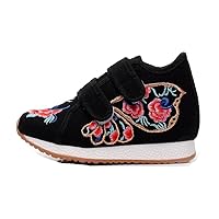 Girl's Bow Embroidery Casual Traveling Shoes Sneaker Kid's Cute Sport Canvas Shoe Black