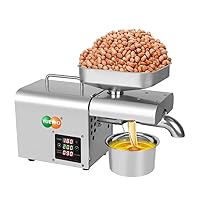 YUEWO Home Oil Press Machine Automatic Nut Seeds Peanut Oil Expeller Electric Oil Press Extractor for Flaxseed Peanut Almond Castor Hemp Perilla Seed Canola Sesame Sunflower Pumpkin (Touch- Screen)
