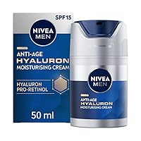 MEN Anti-Age Hyaluron SPF15 Moisturising Cream (50ml), Anti-Wrinkle Face Cream with Hyaluronic Acid and Pro-Retinol, Visibly Reduces Deep Wrinkles and Firms Skin