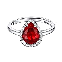 ChicSilver 925 Sterling Silver Simulated Birthstone Rings Promise Wedding Adjustable Ring for Women Square/Round/Heart/Teardrop Cut Gemstone Birthday Jewellery(with Gift Box)
