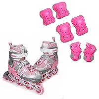 Rose Inline Skates (M) + Pink Protective Gear Bundle
