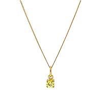 jewellerybox Gold Plated Sterling Silver Citrine CZ Necklace 16+2 Inches