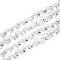 3 Strands Czech 16mm (0.63 Inch) Faceted Flat Oval Crystal Glass Loose Beads Crystal Clear (135-141pcs Total) for Jewelry Craft Making CCO-1