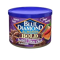 Blue Diamond Almonds Sweet Thai Chili Flavored Snack Nuts, 6 Oz Resealable Cans (Pack of 12)