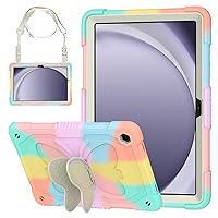 Cover for Samsung Galaxy Tab A9+ Plus Case for Kids Girl, Galaxy Tab A9+ 11 inch 2023 Released with Butterfly Stand Shoulder Strap Shockproof Full Body Protective, Colorful Rosegold