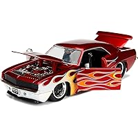 1969 Chevy Camaro Red Metallic with Flames 1/24 Diecast Model Car by Jada 99085