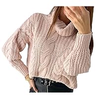 Autumn Winter Women Turtleneck Sweater, Loose Oversized Elegant Warm Knitted Pullovers, Solid Knitwear Jumper