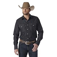 Wrangler Mens Premium Performance Advanced Comfort Cowboy Cut Long Sleeve Spread Collar Solid Shirt
