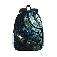 Spiral Curve Glass Window Print Backpack for Women Men Lightweight Laptop Bag Casual Daypack Laptop Backpacks 15 Inch