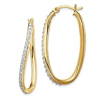 925 Sterling Silver Twisted Polished and Gold Plated Dia. Mystique Oval Twist Hinged Hoop Earrings Measures 35x2mm Jewelry for Women