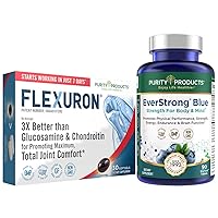 Purity Products Bundle - Flexuron Joint Formula + EverStrong Blue Tablets - Strength + Flexibility Power Pack Flexuron (Krill Oil, Hyaluronic Acid + Astaxanthin) - EverStrong Blue (Muscle Matrix)