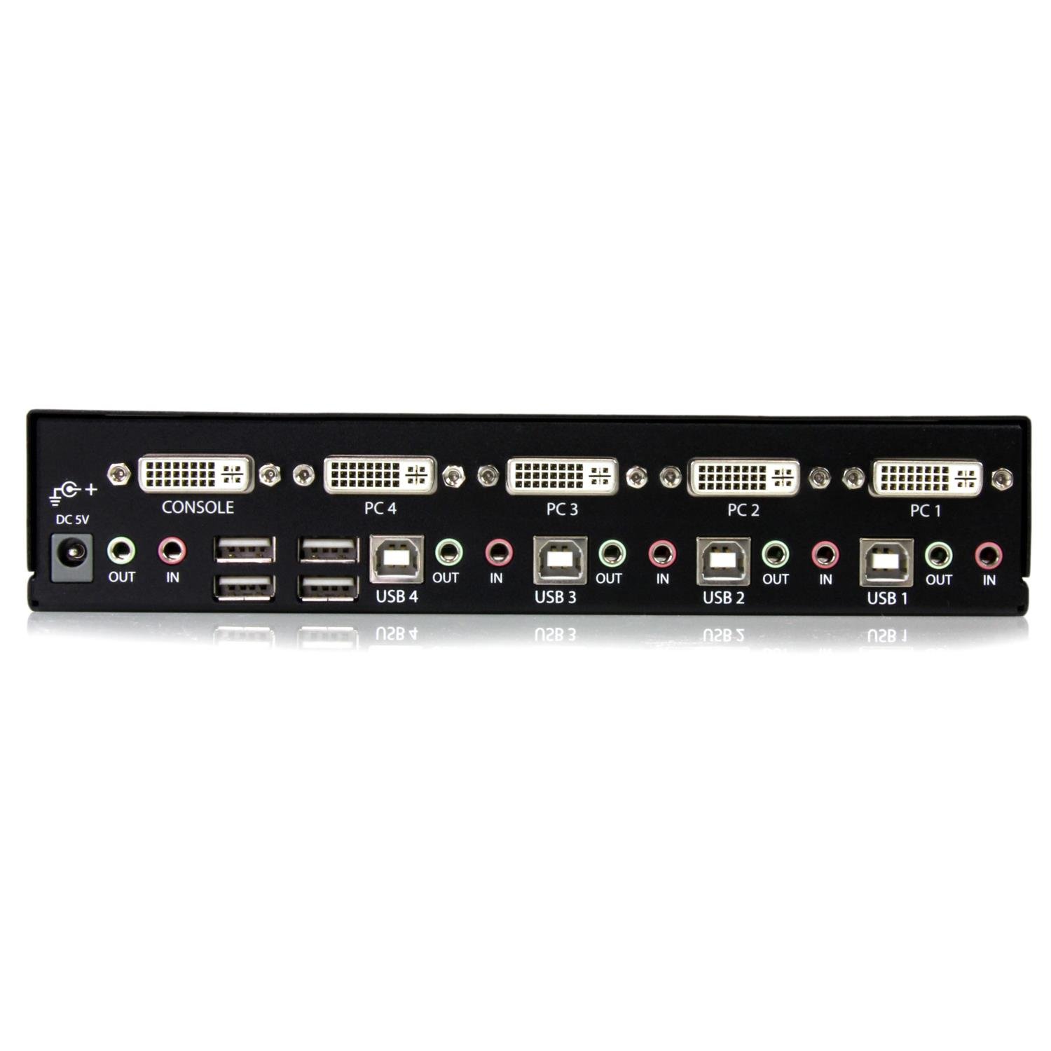 StarTech.com 4-Port KVM Switch for DVI Computers - 1U Rack-Mount KVM Switch with Audio - DVI KVM switch -2 port - 1U (SV431DVIUA)