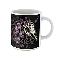 Coffee Mug Gothic Unicorn Skull Pink Mane Macabre Animal Bone Corpse 11 Oz Ceramic Tea Cup Mugs Best Gift Or Souvenir For Family Friends Coworkers