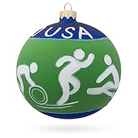 Olympic Glory: Swimming, Boxing, Biking, Track, Rowing Sports Collage Blown Glass Ball Christmas Ornament 4 Inches
