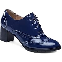 Womens Comfort Lace Up Pump Oxfords Shoes Classic Business Chunky Block Heel Dress Shoe