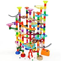 Marble Run Marble Maze Race Track with Glowing Marbles for Kids Ages 3-4-8-10 Sturdy Building Toys Kids Games Amazing Fun Gifts (Super)