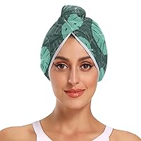 Tropical Palm Leaves Microfiber Hair Towel for Women Anti Frizz Super Absorbent Quick Drying Hair Towel Wrap for Curly Hair Women Wet Hair Kids Men