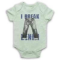 Unisex-Babys' I Break Denim Jeans Slogan Baby Grow