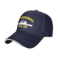 USS Vincennes CG 49 Unisex Baseball Cap Adjustable Snapback Hats Dad Hat Trucker Hat Sandwich Cap Navy Blue