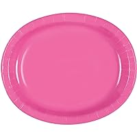 Hot Pink Solid Oval Plates - (Pack of 8) - Uniquely Elegant & Durable Tableware - Perfect for Holidays, Events, and Celebrations