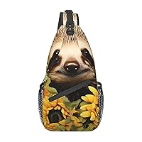 Sloth Sunflower Crossbody Sling Backpack Sling Bag for Women Hiking Daypack Chest Bag Shoulder Bag
