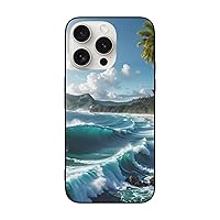 Waves Tropical Island Phone Case Compatible with Iphone15 Pro and Iphone15 Pro Max 5g, TPU Shockproof Case for Iphone12/13/14/15 Ip15 Pro-6.1in
