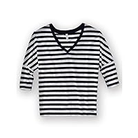 AEROPOSTALE Womens V-Neck Stripe 3/4 Sleeve Graphic T-Shirt, Blue, Medium
