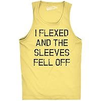 Crazy Dog Mens I Flexed and The Sleeves Fell Off Tank Top Funny Gym Workout Tee