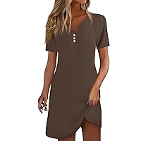 Women's Summer Dresses, Casual Printed Lapel Collar Button Short Sleeve Tee Shirt for Women 2024 Trendy, S, 3XL