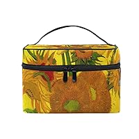 Cosmetic Bag Sunflowers Van Gogh Oil Painting Women Makeup Case Travel Storage Organizer