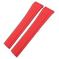 21mm Fluororubber Watchband for Patek Aquanaut Philippe Strap 5164A 5167A Black Blue Orange Soft Rubber Curved End Bracelets (Color : Red, Size : Rose Buckle)