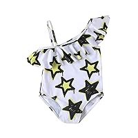 1 Piece Swimsuit Toddler Summer Sleeveless Girls Star Prints Ruffles Swimwear Swimsuit Toddler 3 Piece Swimsuit