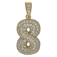 10k Yellow Gold Mens Women Cubic Zirconia CZ Sport game Number 8 Charm Pendant Necklace Measures 28.3x12.50mm Wide Jewelry Gifts for Men