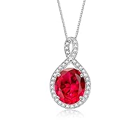 Rylos Sterling Silver Halo Designer Necklace: Gemstone & Diamond Pendant, 18