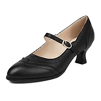Women's Mary Jane Oxford Pumps Round Toe Low Heel Wingtip Shoes Retro Party Dress Shoes