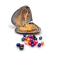 50PCS 7-8mm AAA Freshwater Oval Rainbow Pearls Oysters with Pearls Inside