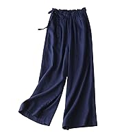 Cotton and Linen Wide Leg Pants for Women High Waisted Spring and Autumn Loose Slim Breathable Large Size Casual