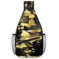 Shining Butterfly Sling Backpack for Men Women, Casual Crossbody Shoulder Bag, Lightweight Chest Bag Daypack for Gym Cycling Travel Hiking Outdoor Sports