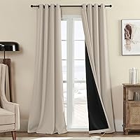 Rutterllow 100% Blackout Curtains, 84 Inches Long Full Blackout Drapes for Bedroom/Kids Room, Thermal Insulated Living Room Window Treatment Drapes (Set of 2 Panels, Brige, 52 x 84 inch)