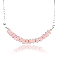 Natural and Real Multi Gemstone Bar Necklace Rondelle Faceted Gemstone Handmade Jewelry With 925 Sterling Silver Chain Lock For Women Girls Gift (45 CM)