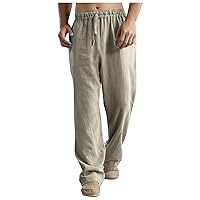 Casual Pants for Men,Loose Fashion Plus Size Long Pant Drawstring Stretch Elastic Waist Trousers with Pocket