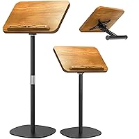 Book Stand for Reading, 2-in-1 Book Holders for Reading Hands Free, Made of Wooden and Metal Build, Height Adjustable Floor Holder Stand with Page Paper Clip for Cookbooks, Sheet Music, etc.