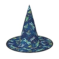 Mqgmzdragonfly Print Enchantingly Halloween Witch Hat Cute Foldable Pointed Novelty Witch Hat Kids Adults