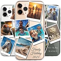 Custom iPhone Case, Personalized Polaroid Style Photo Collage, Clear Silicone Impact Case for iPhone 11, 12, 13, 14, 15 Ranges, CLEAR, Slim Fit, Wireless