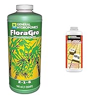General Hydroponics FloraGro, Provides Nutrients, 1-Quart & Concentrated Blend Spray of Calcium & Magnesium, Secondary Nutrient Deficiencies Helps Prevent Blossom End Rot, 1-Quart