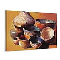 Native American Pottery Bohemian Style Poster Vintage Still Life Poster Canvas Art Poster and Wall Art Picture Print Modern Family Bedroom Decor 24x32inch(60x80cm) Frame-Style