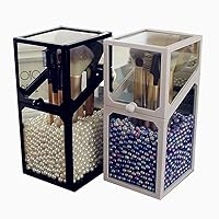 Set Black White Border Acrylic Makeup Organizer Cosmetic Holder Makeup Tools Storage Pearls Box Brush Accessory Organizer Box with Cover