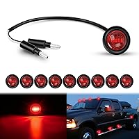 Nilight 3/4Inch Round Marker Light 10PCS Red LED Clearance Light 2 Connectors Side Indicator Bullet Marker Light IP68 Waterproof for Trailer Truck Camper Van Boat Bus, 2 Years Warranty