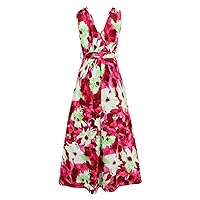 XJYIOEWT Spring Dresses for Women 2024 Petite Length, Bohemian Print Long Skirt Women's Sleeveless V Neck Slit Dress Wo